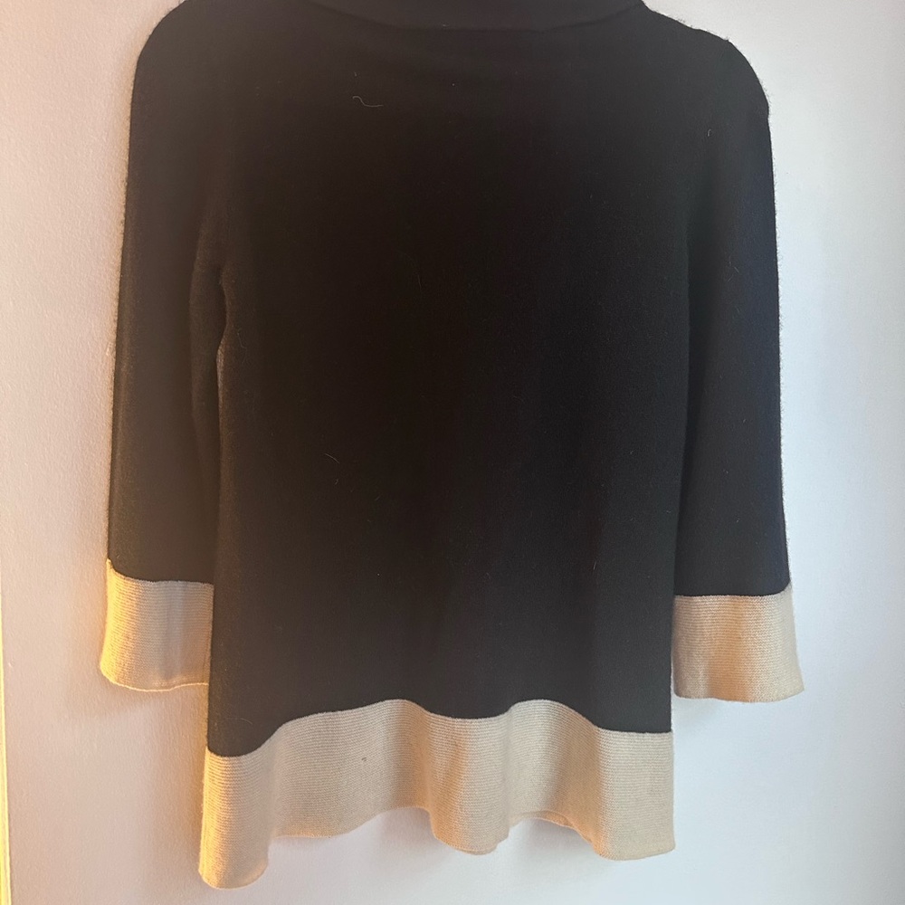 Autumn Cashmere Black and Cream Cowl Sweater